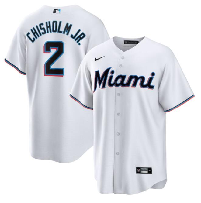 Youth Miami Marlins #2 Jazz Chisholm Jr. White Stitched Baseball Jersey